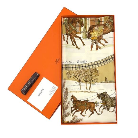 Hermes Carré 90 BULL＆MOUTH WESTERN COACH OFFICE Silk Scarf W/Box - Picture 1 of 16